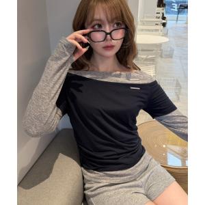 tシャツ オフショルレイヤードロンT レディース