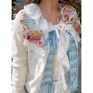 カーディガン テディ＆ローズモチーフヨークニットカーディガン レディース