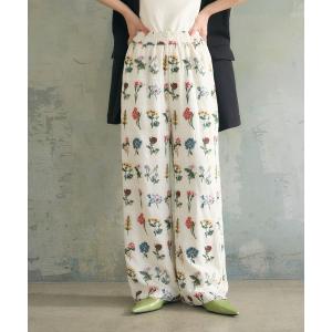 パンツ 花刺繍イージーパンツ レディース
