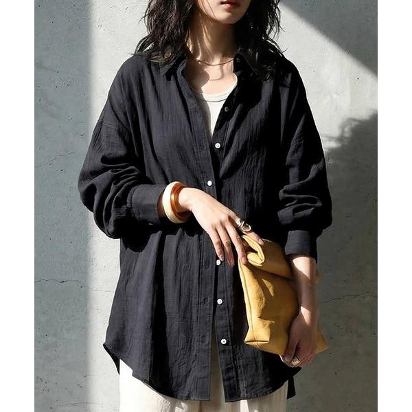 ブラウス シャツ リネン混  タックシャツ レディース メンズ