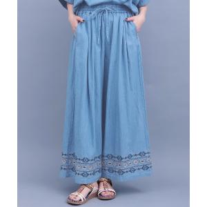 ジーンズ デニム デニムパンツ ネイティブシルバー刺繍パンツ レディース