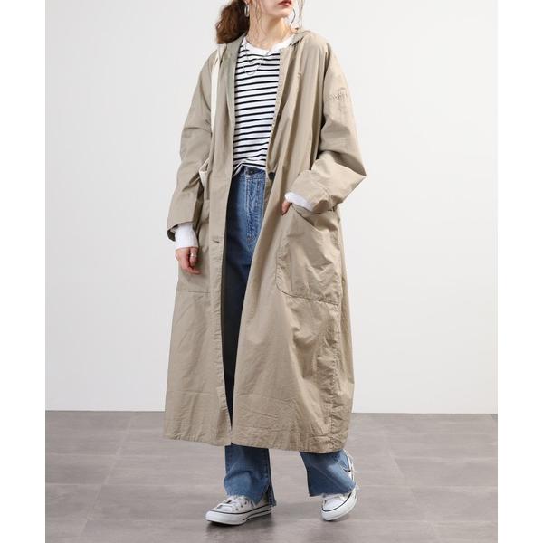 ステンカラーコート コート リバーシブルコート　ベージュ×オリーブ レディース