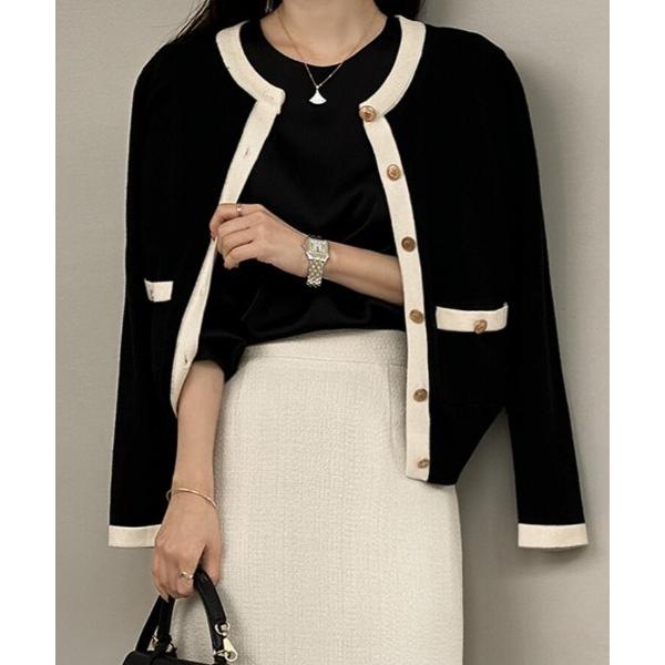 カーディガン バイカラー ニットカーディガン セット レディース