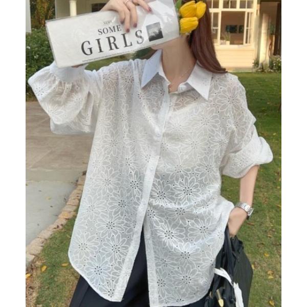 ブラウス シャツ フラワープリント オーバーサイズシャツ レディース