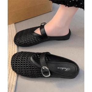 サンダル ミュール メッシュパンプスラウンドトゥシューズ春夏 レディース