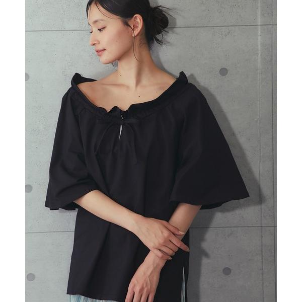 tシャツ 綿100％2WAYフリルネックtシャツ レディース