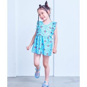 水着 「水着/UVカット」フリルワンピース(総柄) キッズ 子供 男の子 女の子