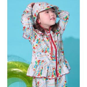 ラッシュガード 「水着/UVカット」girl's ZIPラッシュガード(総柄) キッズ 子供 男の子 女の子