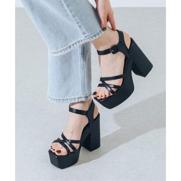 サンダル 「XS-LLサイズ展開・美脚効果」12cmヒール厚底クロスベルトサンダル CA23855 ...