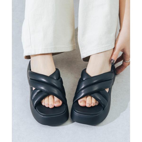 サンダル 「S-LLサイズ展開・柔らかい」スクエアクロスパデットサンダル JA4010 レディース