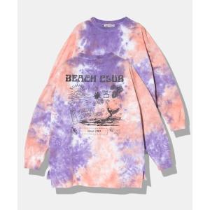 tシャツ CUBE SUGAR/キューブシュガー　16/-OE 天竺 タイダイ バックプリント クルーPO レディース