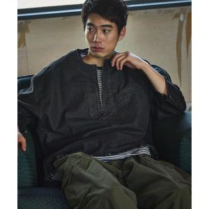 シャツ デニムハーフジップシャツ メンズ