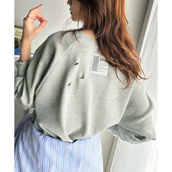 「Java」 長袖カットソー MEDIUM 杢グレー レディース