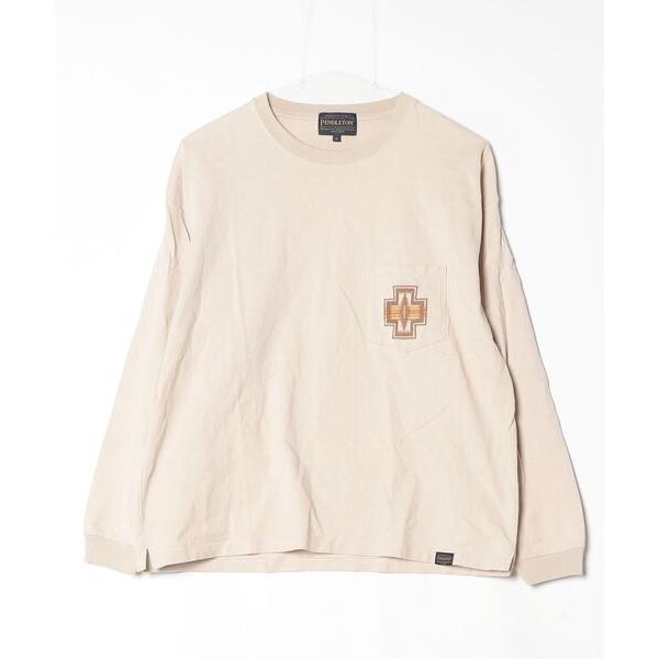 「PENDLETON」 ワンポイント長袖カットソー S ベージュ レディース