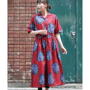 「チチカカ」 半袖ワンピース FREE レッド レディース