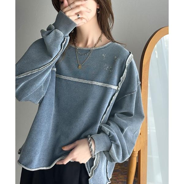 「Java」 スウェットカットソー LARGE ネイビー レディース