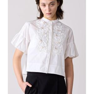 ブラウス シャツ balloon sleeve code embroidery pearl blouse レディース