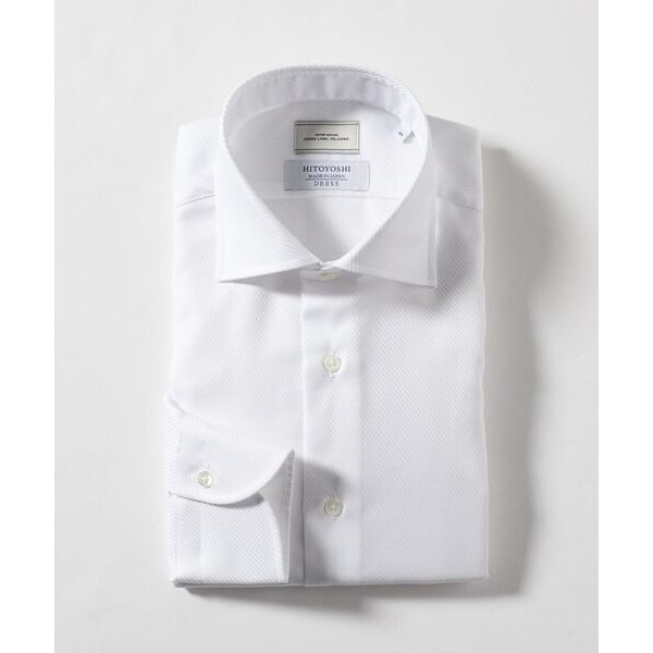 フォーマル シャツ MADE BY HITOYOSHI ツイル ワイドカラー ドレスシャツ メンズ