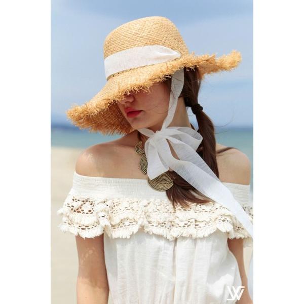帽子 ハット リボン ラフィアハット レディース