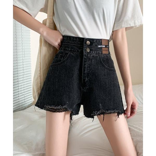 パンツ カットオフダメージデニムショートパンツ レディース