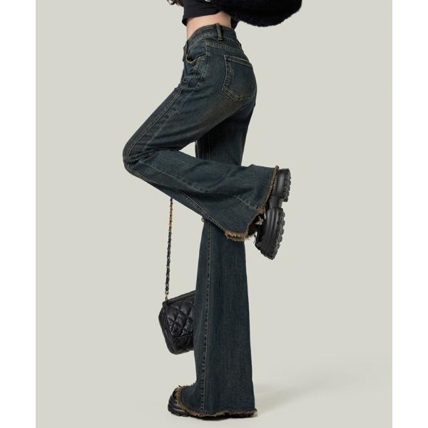 ジーンズ デニム デニムパンツ ウォッシュ加工 ストレッチフレアデニム 美脚効果 レディース