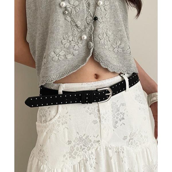 ベルト ダブルスタッズスエードベルト レディース