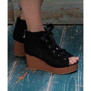 サンダル レースアップブーサン レディース