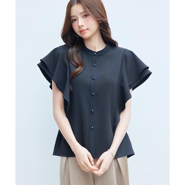 ブラウス シャツ 「新作登場」レーディス ブラウス フリル スタンドカラー ボリュウームスリーブ 二...