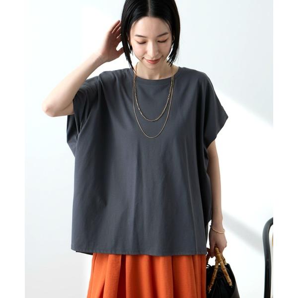 tシャツ 半袖 「Aunely」ひんやり 360°きれい見え フレンチスリーブ ミニマル Tシャツ ...