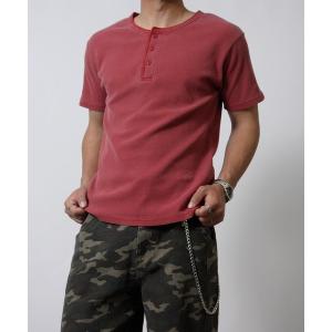 ヘンリーネック tシャツ 「NYS」ピグメント ヴィンテージ ショート丈 ワッフル ヘンリーネック 半袖Tシャツ メンズ レディース