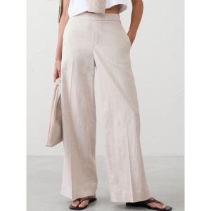 パンツ BANANA REPUBLIC FACTORY STORE　　ハイライズ リネンブレンド ワイドレッグパンツ レディース