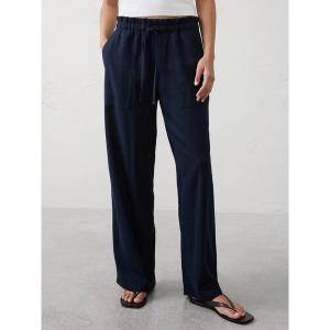 パンツ BANANA REPUBLIC FACTORY STORE　　ミッドライズ ストレート リネンブレンド プルオンパンツ レディース