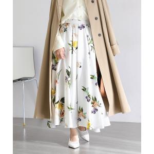 スカート 「追加」「洗える」ボタニカルプリントスカート