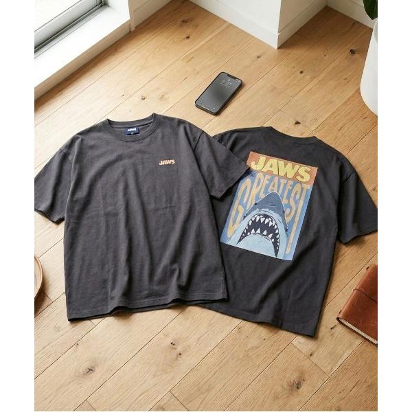 tシャツ 「JAWS/ジョーズ」USD加工アートワークプリント半袖Tシャツ/Movie Tee/ユニ...