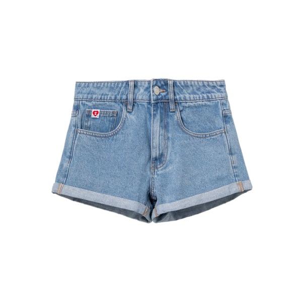 ジーンズ デニム デニムパンツ PU BADGE DENIM SHORTS レディース