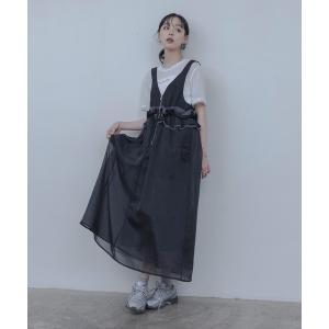 ジャンパースカート ウエストフリルジャンパースカート