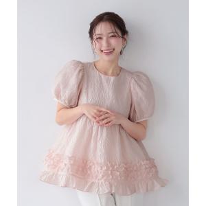 ジャガード裾ダブルフリルトップス レディース