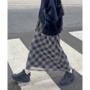 スカート 「ミドル丈＆ロング丈/umm.」チェックスカート