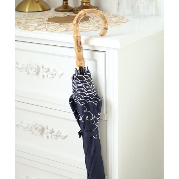 傘 晴雨兼用 遮光UVカット刺繍手開き長傘50cm メンズ レディース