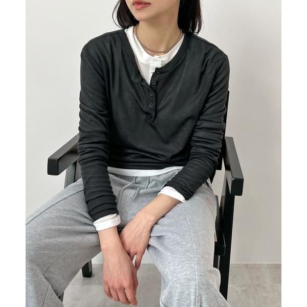 「ABYS」 「Futier land」長袖カットソー LARGE チャコールグレー レディース