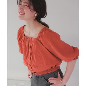 「titivate」 半袖ブラウス M オレンジ レディース