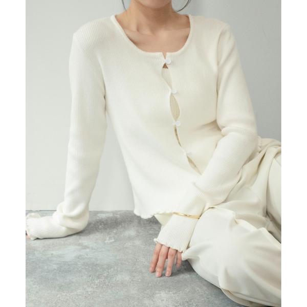 カーディガン 「on:nue」「着用動画あり！」 カットアウトフリルカーディガン /2026 SS ...