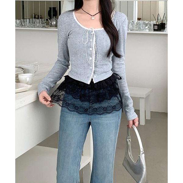 ベルト レース付け裾 レディース