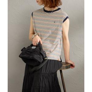 tシャツ 「UNIVERSAL OVERALL/ユニバーサルオーバーオール」 別注 ワンポイントロゴ刺繍 ノースリーブカットソー レディース