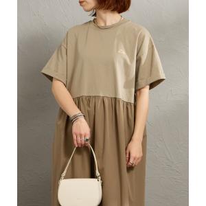 ワンピース 半袖 「KELTY/ケルティ」 別注 異素材切替 ウエストギャザー ワンピース