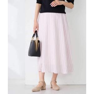 スカート 「洗える」ドビーストライプフレアスカート