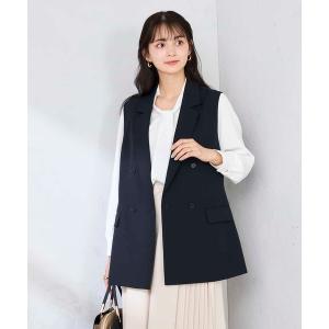 コート アウター 「洗える/UVカット」リネンライクストレッチダブルジレジャケット レディース