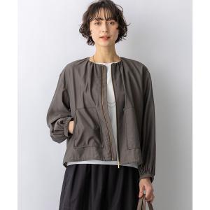 コート アウター 2WAYストレッチタフタ ギャザーブルゾン レディース