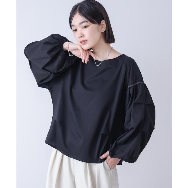 tシャツ Ｗシルケット異素材タックスリーブプルオーバー レディース