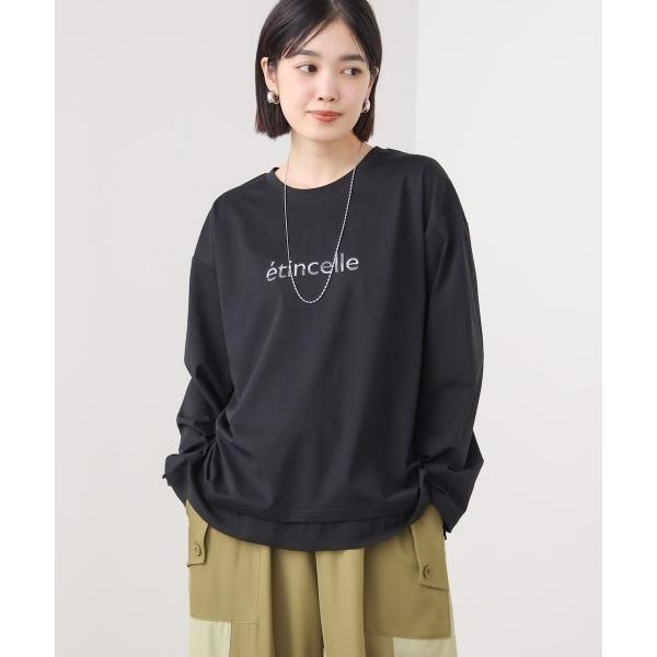 tシャツ 箔×刺しゅうロゴロンＴ レディース